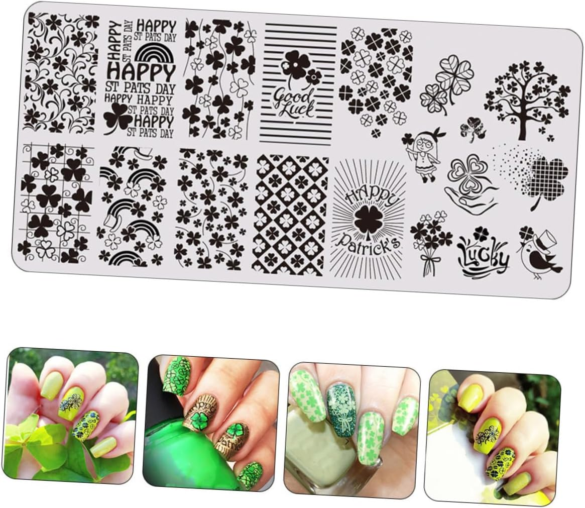 FOYTOKI Alloy Material Reusable Nail Art Stencils St Patrick'S Day Nail Stamping Plates image number 4