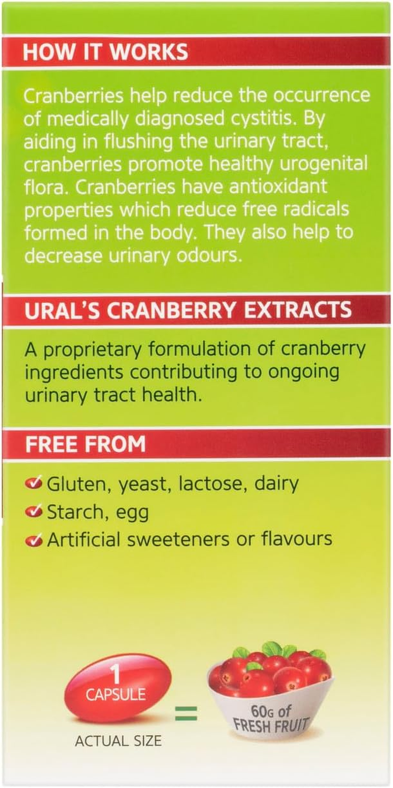 Ural 60,000Mg Daily Supplement High Strength Cranberry 90 Capsules image number 1