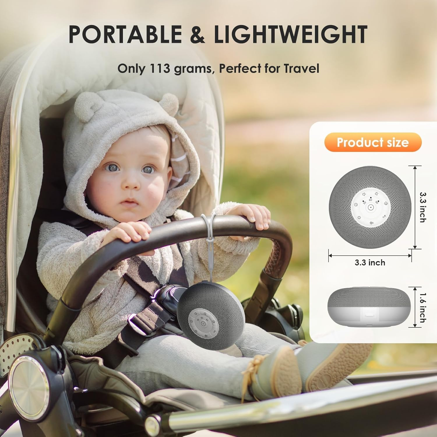 White Noise Machine, Portable Sound Machine for Baby Adult Sleeping, 39 Soothing Sounds White Noise Shush, Night Lights, 30-60-90Min Timer, Bluetooth Connection image number 4