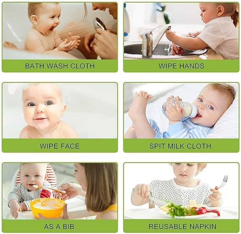 6-Pack Soft Baby Washcloths, 100% Cotton - Kids, Newborn Bath Towels, Infant Shower, Toddler Reusable Face Washer, Gentle on Skin, Baby Face Wash Cloth, 25X25Cm (White) image number 6