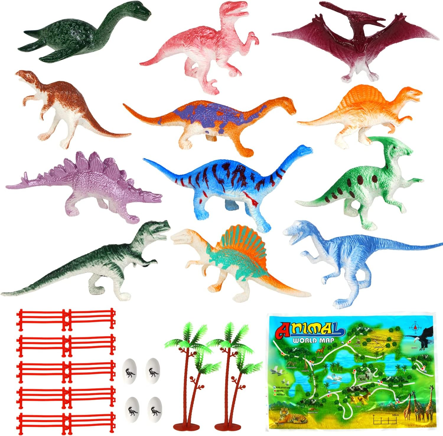 LOMIMOS 29Pcs Dinosaur Figures Toys Set,Assorted Miniature Toys for Kids,Education Themed Party,Cupcake Topper image number 3