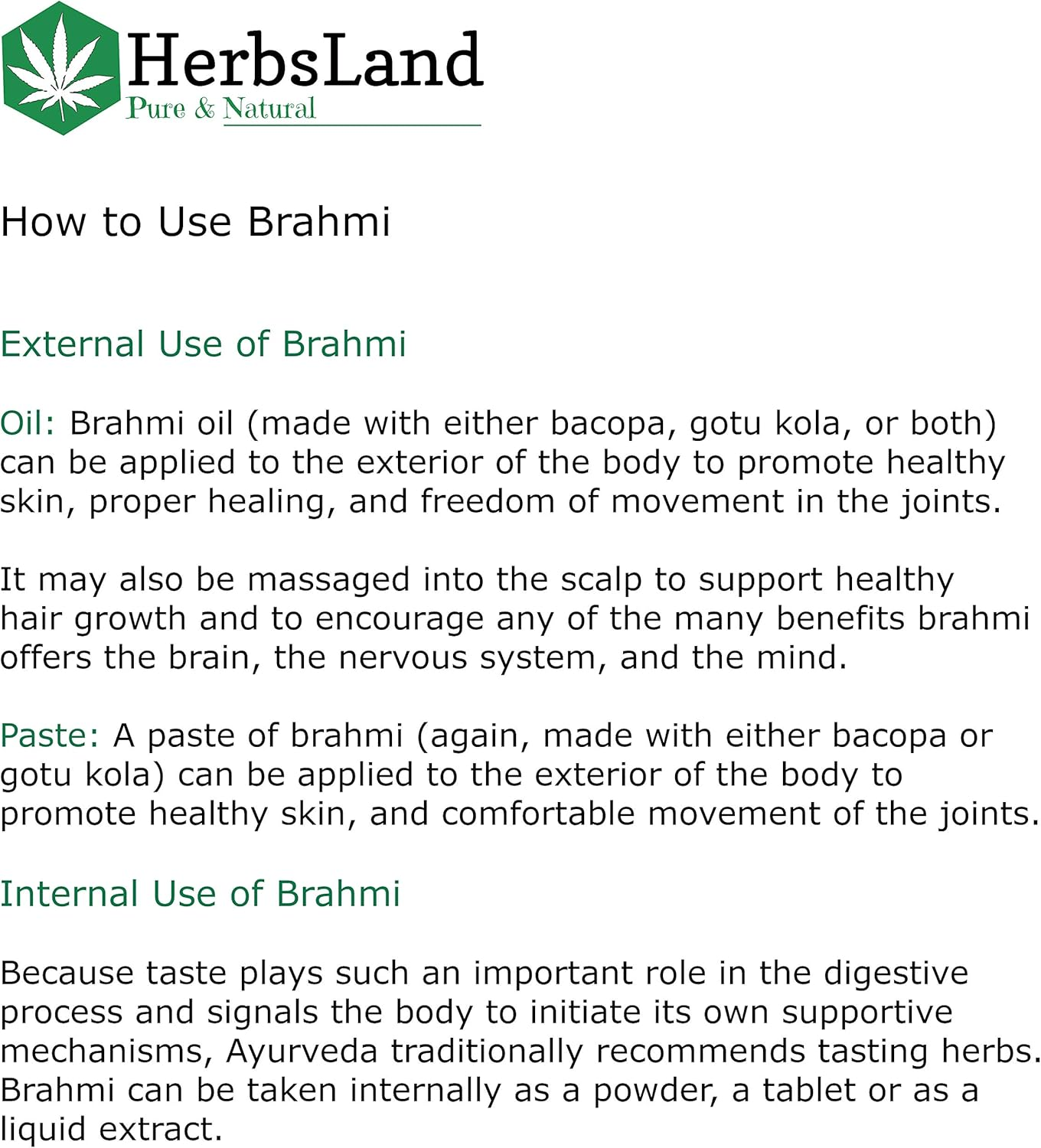 Herbsland&reg; 100% Bio Organic Brahmi Leaves Powder (Bacopa Monnieri) for Hair Growth & Skin Care | Hair and Scalp Treatment (200 Gm) image number 3