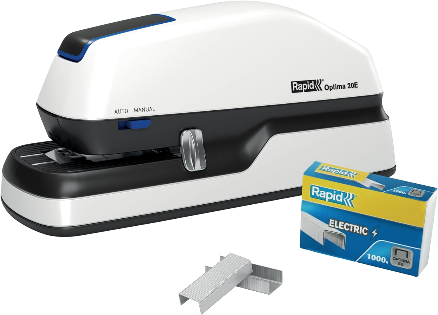 Rapid Optima 20E 2102351 Electric Stapler Set with 1000 Staples, Capacity 20 Sheets, with LED Indicator, Ideal for Office and Home Office, White image number 4