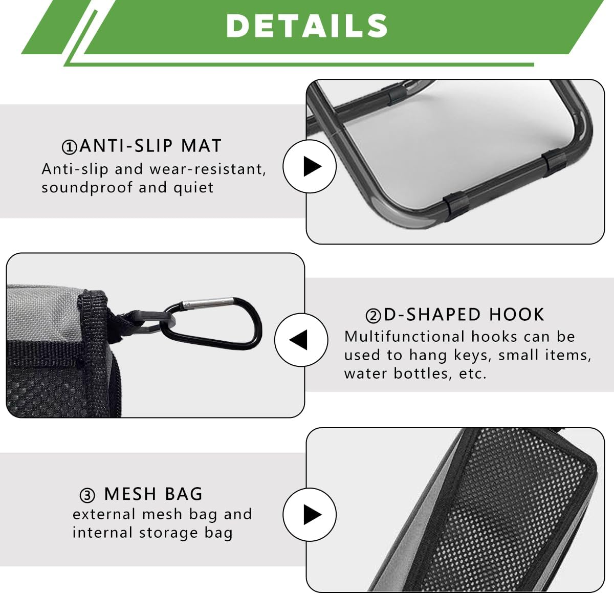 Ultralight Travel Stool - Portable Camping Chair -Folding Handbag-Style Lightweight Camping Stool, Compact Outdoor Seat for Travel, Hiking and More(Grey) image number 2