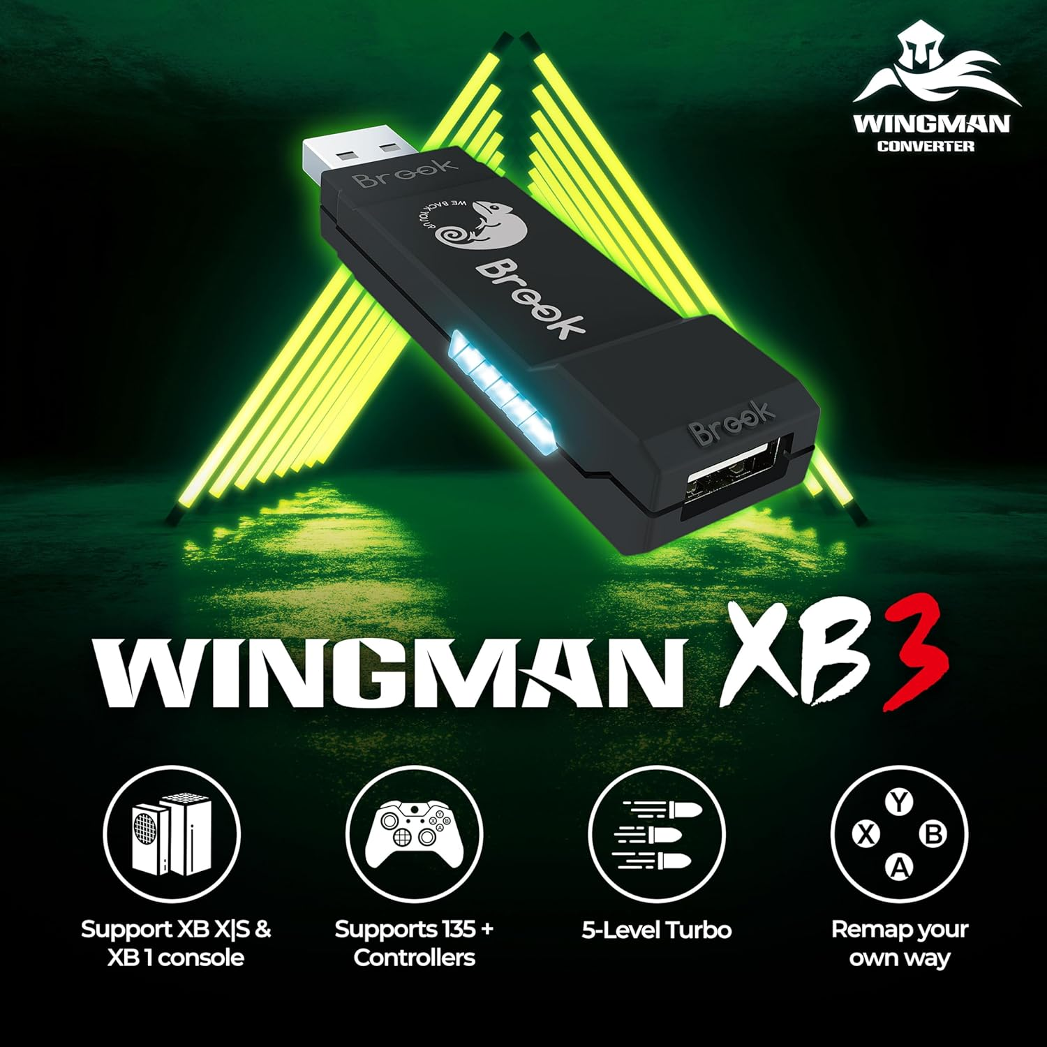 Brook Wingman XB 3 Converter with Keychain - Elevate Your Gaming: Wireless Adapter for Xbox Series X/S, Xbox One, and PC with Remap & Turbo Features [Exclusive Edition] image number 2