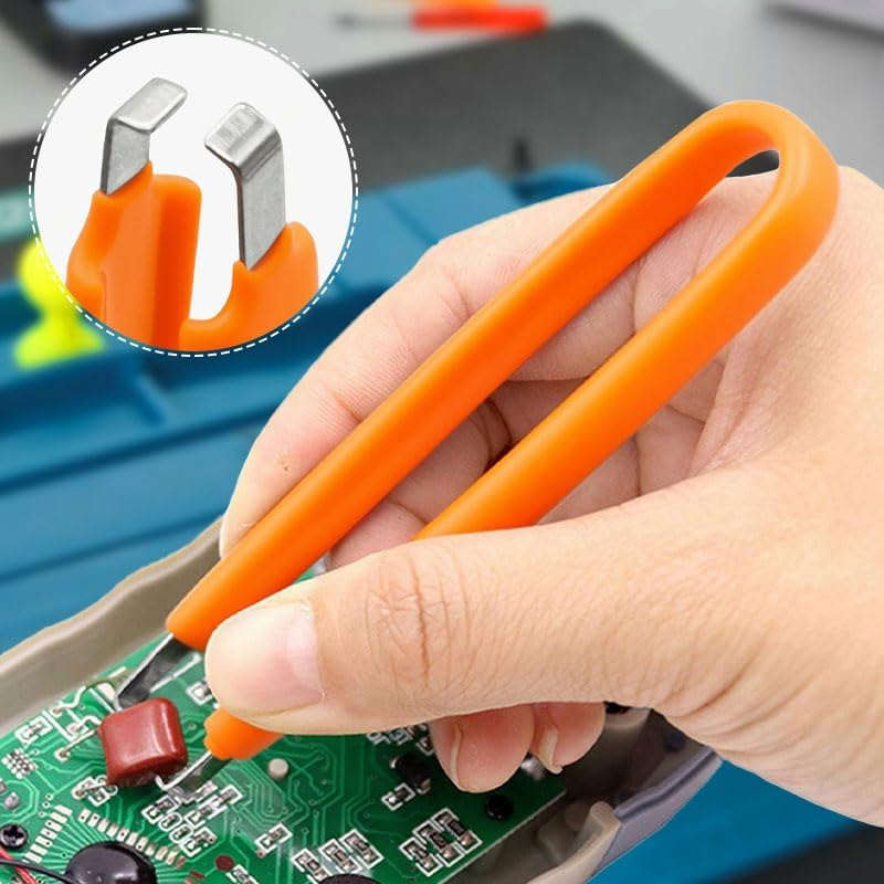 Automobile Unplugging Tool Fuse Puller, Stainless Steel Car Part Fuse Clips & IC Extractor, for Vehicle Fuse Replacement and Electronics Repair (Orange)