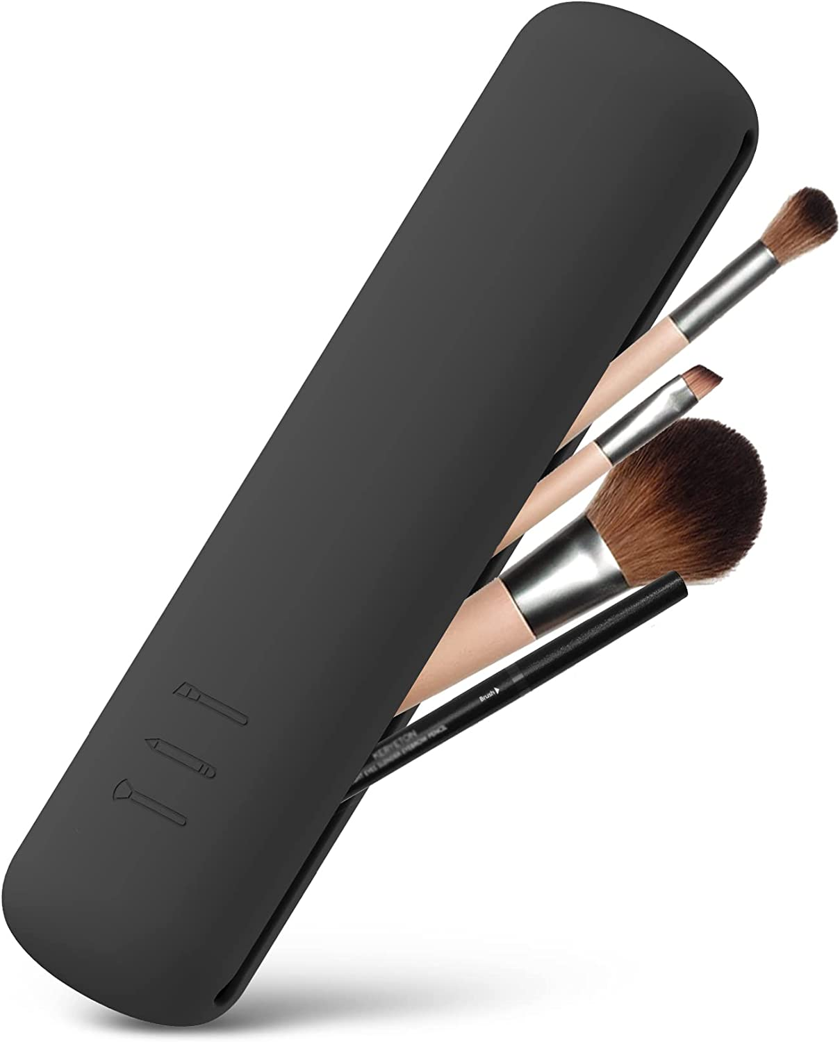 BEZOX Trendy Makeup Brush Holder - Silicon Makeup Brush Case, Sleek Make up Brush Holder, Waterproof Makeup Brush Holder for All Your Brushes (Black) image number 6