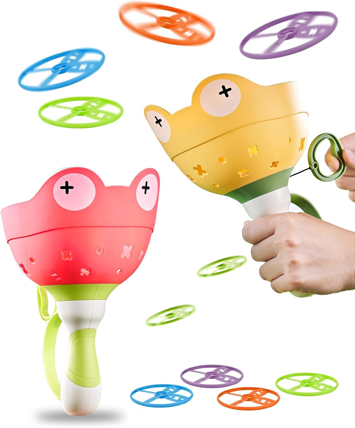 2-Pack Outdoor Toys for Kids Ages 3-12 Flying Disc Launcher Toys Backyard & outside Catching Games Fun & Safe Yard Toys with 20 Discs for Children'S Active Play image number 6