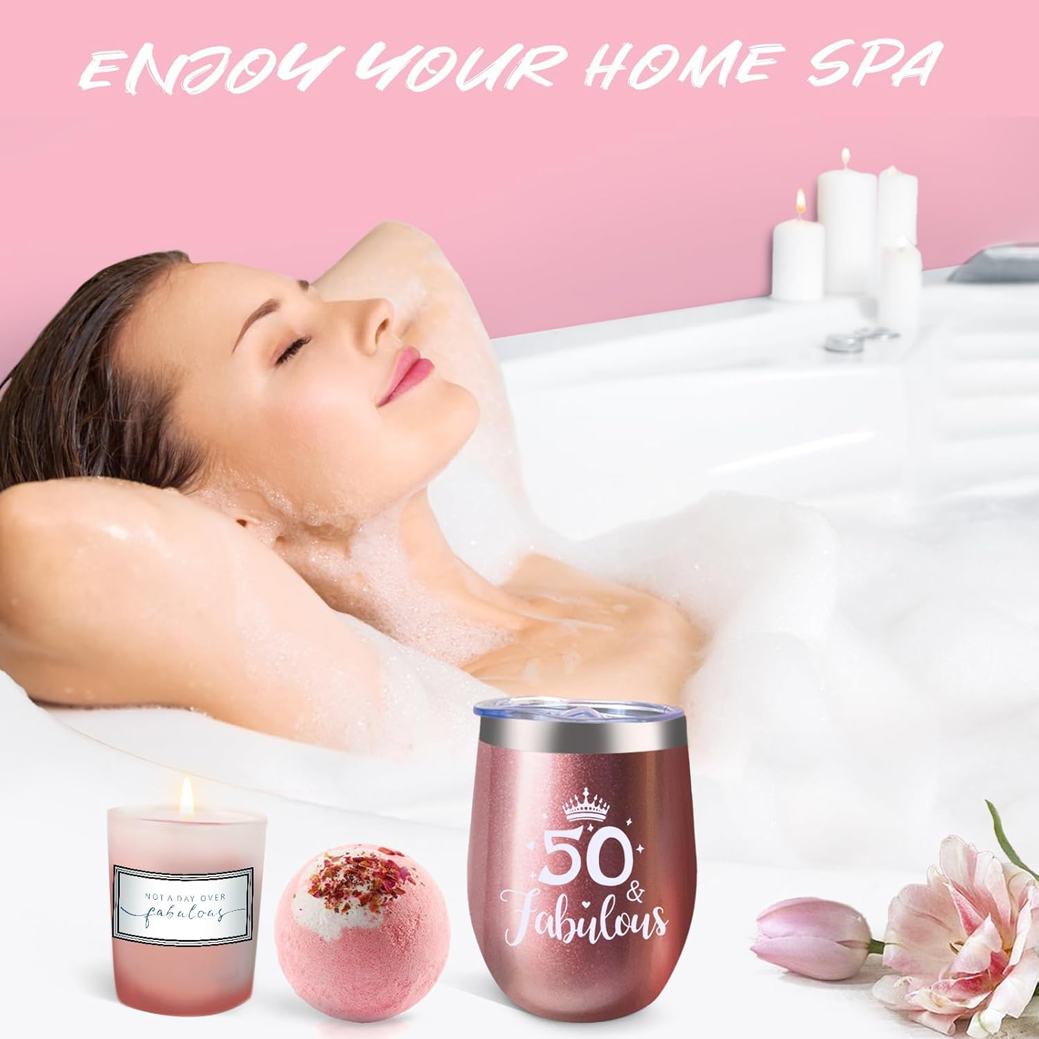 50Th Birthday Gifts for Women, Her 50 Years Old Gift Ideas Happy Hamper Pamper Set Present Basket, Friends Sisters Wife Bestie Girlfriend Mum Born in 1975 image number 4