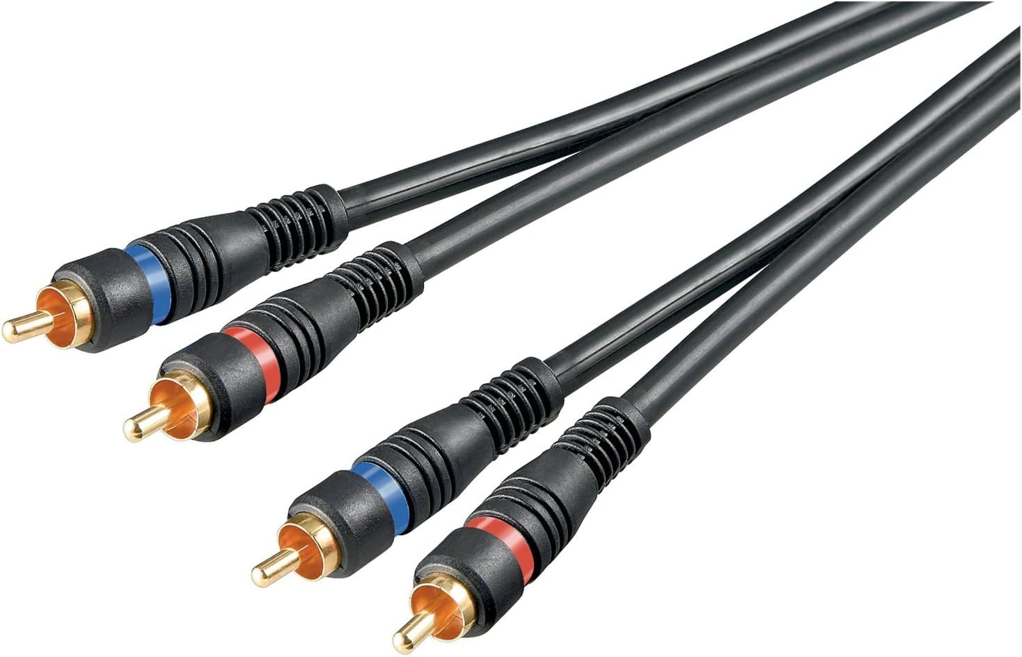 Goobay Stereo RCA Cable 2X RCA, Double Shielded 2 RCA Male > 2 RCA Male, 3M, Black image number 3