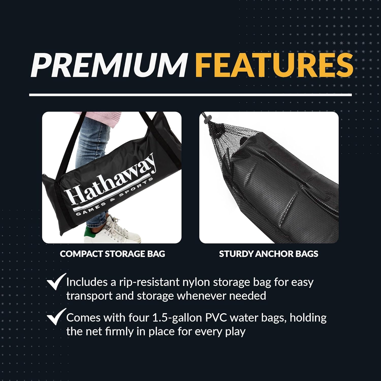 Hathaway Rebounder Basketball Return System for Shooting Practice with Heavy Duty Polyester Net Black, 120" L X 60" W X 108" H image number 1