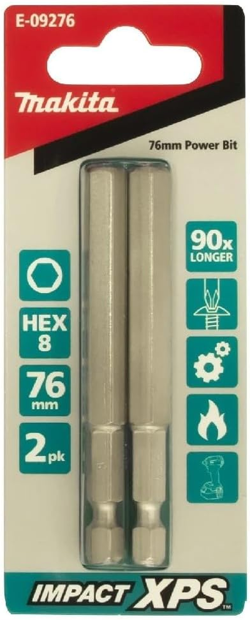 Makita Impact Xps Non-Torsion Power Bit, HEX8 X 75 Mm Size (Pack of 2)