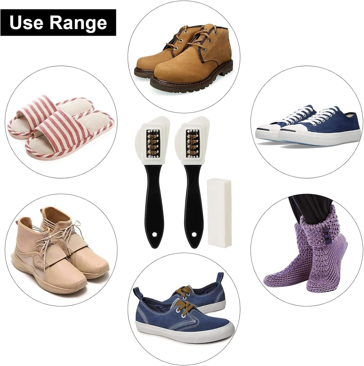 Suede Brush Kit, 4-Sided Suede Cleaning Brush with Eraser, Cleaner Brush for Boots, Furniture, Shoes, Jackets(Shoe Brushes) image number 6