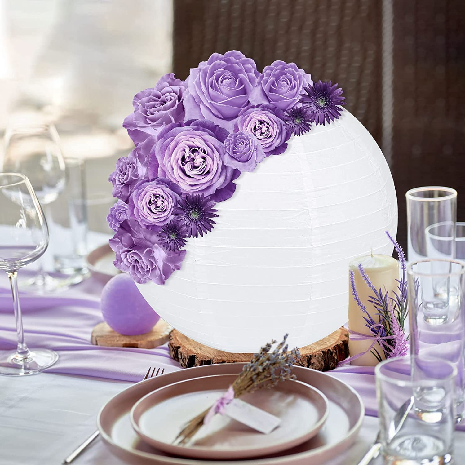 GWHOLE 12 Inch Paper Lanterns round Hanging Lamp Shade Lanterns - White (10 PCS) image number 1