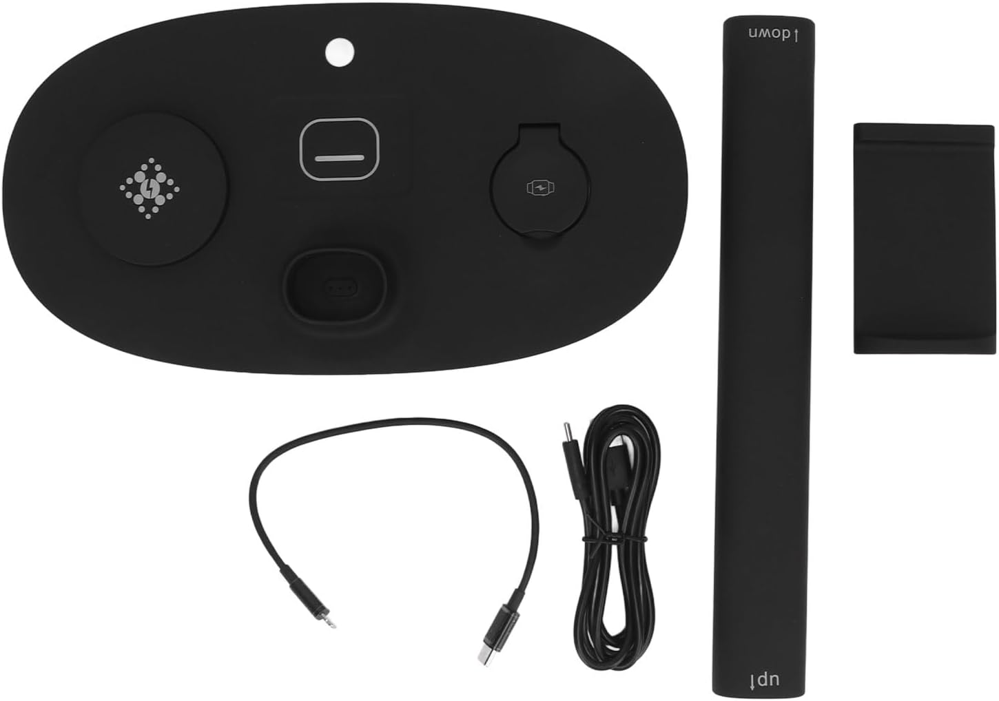 Headphone Charging Stand, 4 in 1 Gaming Headset Holder Hanger for Qi Device, Desktop Wireless Charging Station for Cell Phones Headphone (Black) - White image number 4