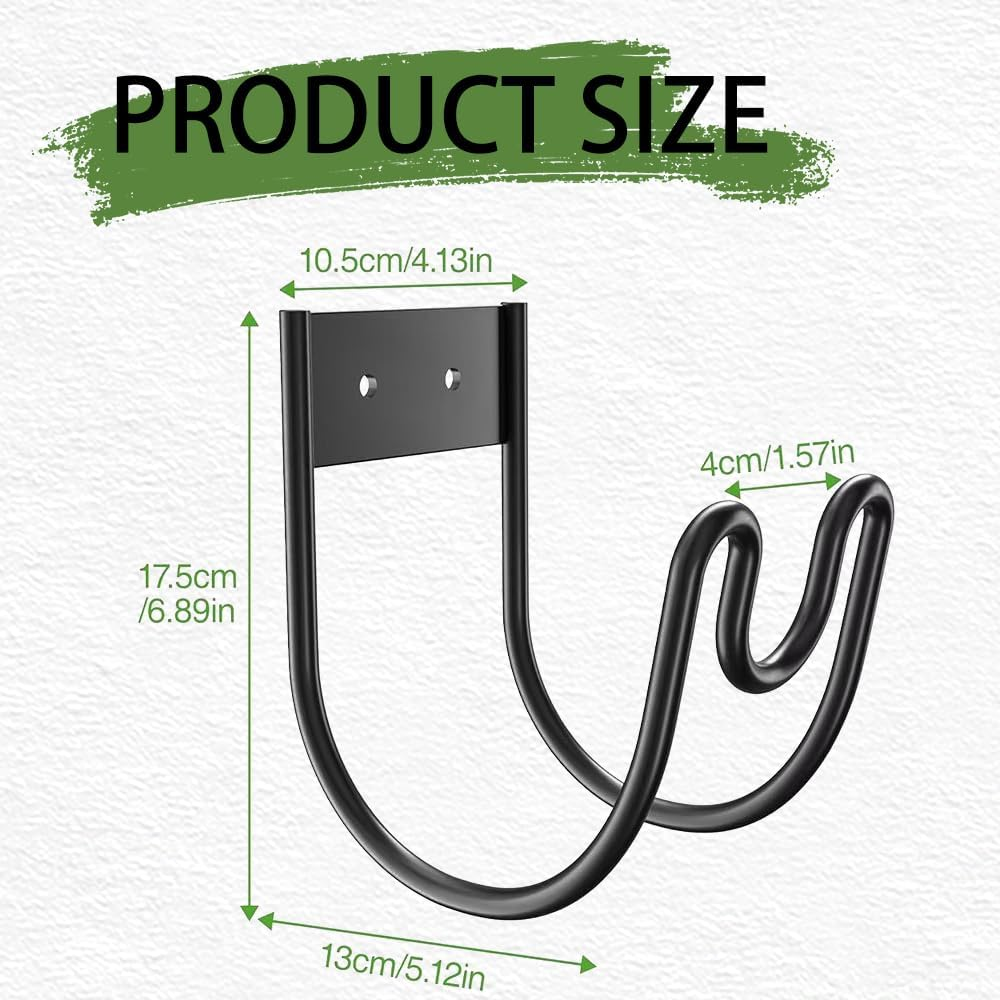 Stainless Steel Garden Hose Holder Wall Mount &ndash; Heavy-Duty Black Outdoor Hose Hanger for Garden, Yard, or Garage