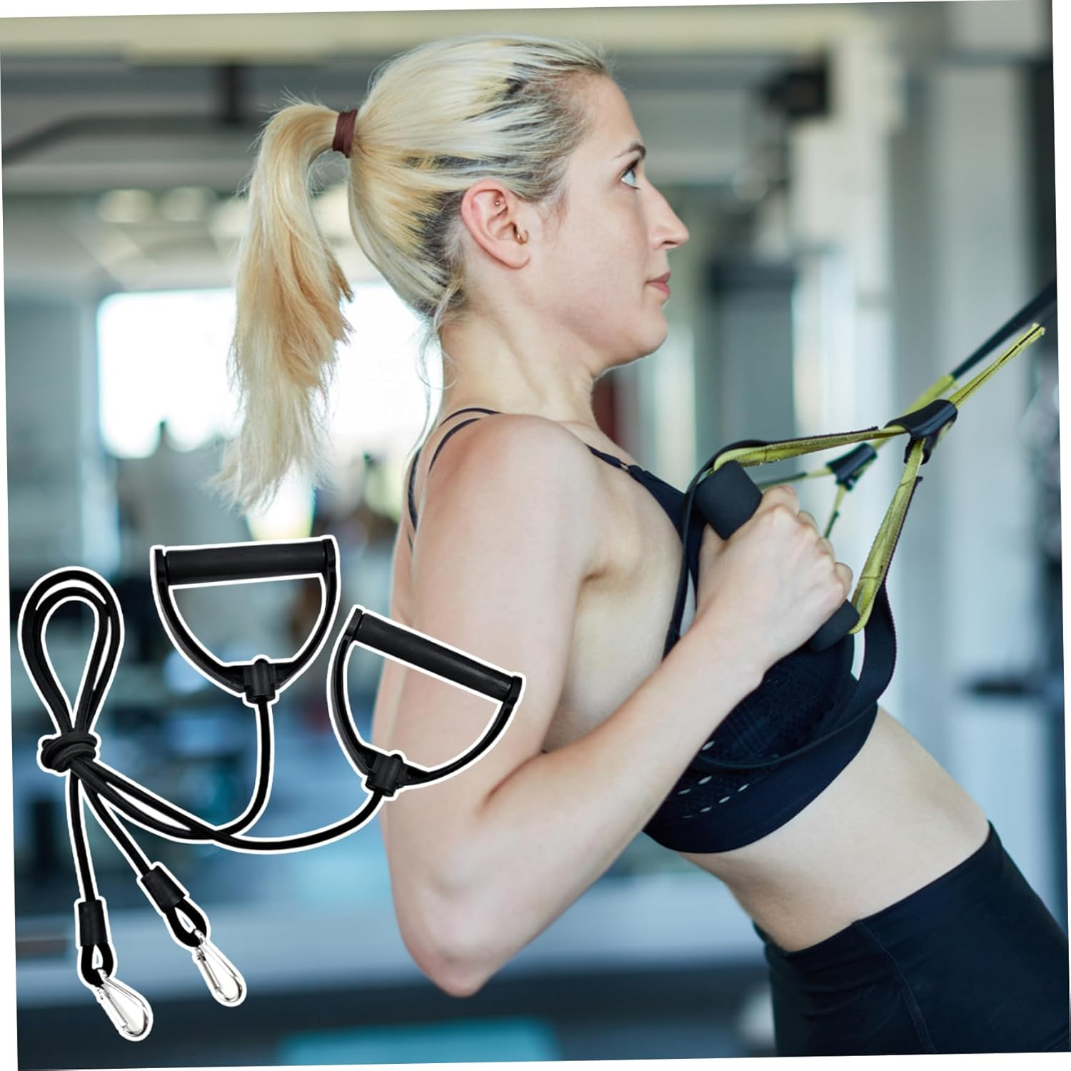 Resistance Band Women Exercise Band with Handles Stepper Resistance Bands Durable Pull up Assist Bands Fitness Accessories for Weightlifting Strength Training Muscle Toning image number 1