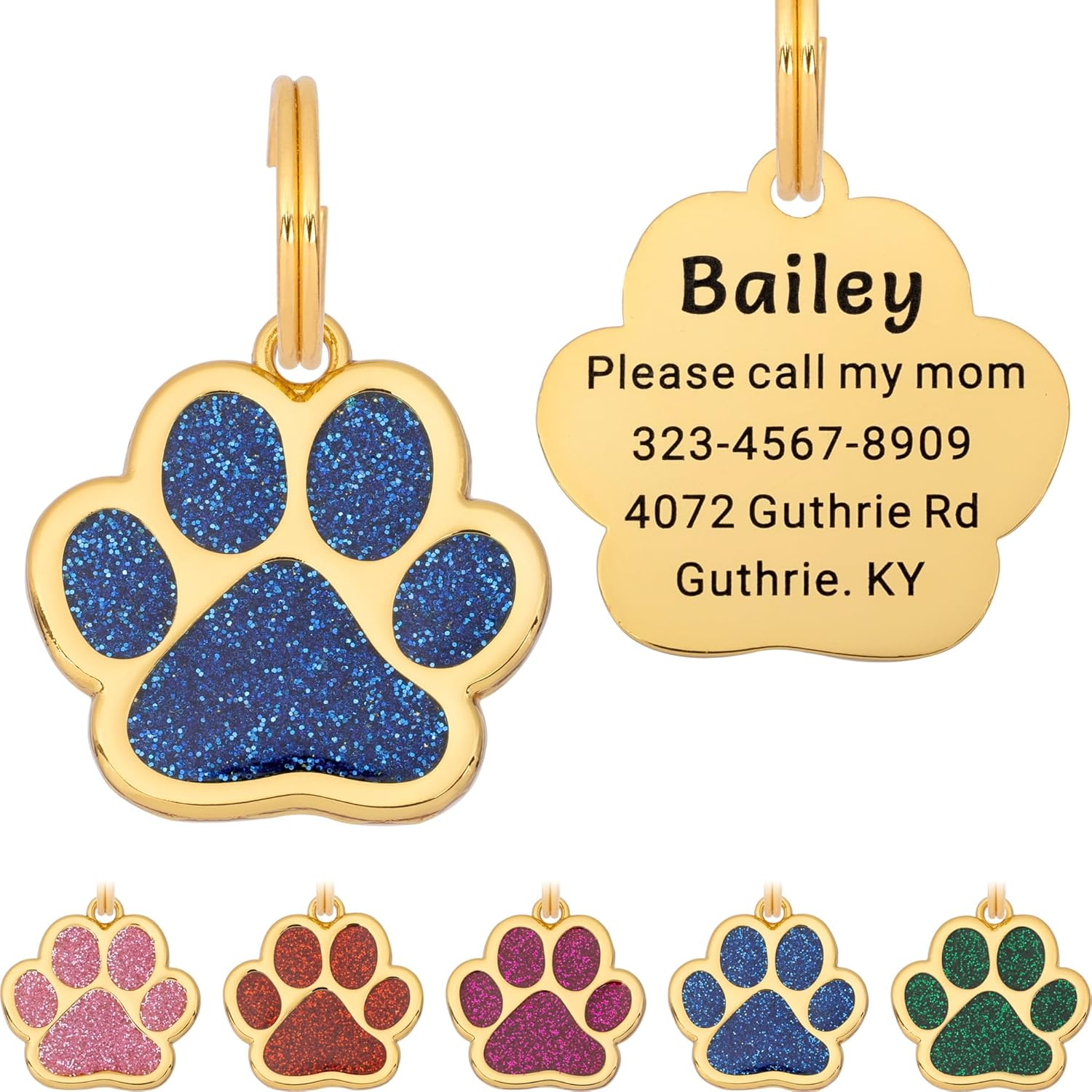 Artinst Dog Tag Personalized Custom Engraving up to 5 Lines of Content for Your Pet'S Name and Information Cute Paw Shaped Pet Id Tag (Pink)