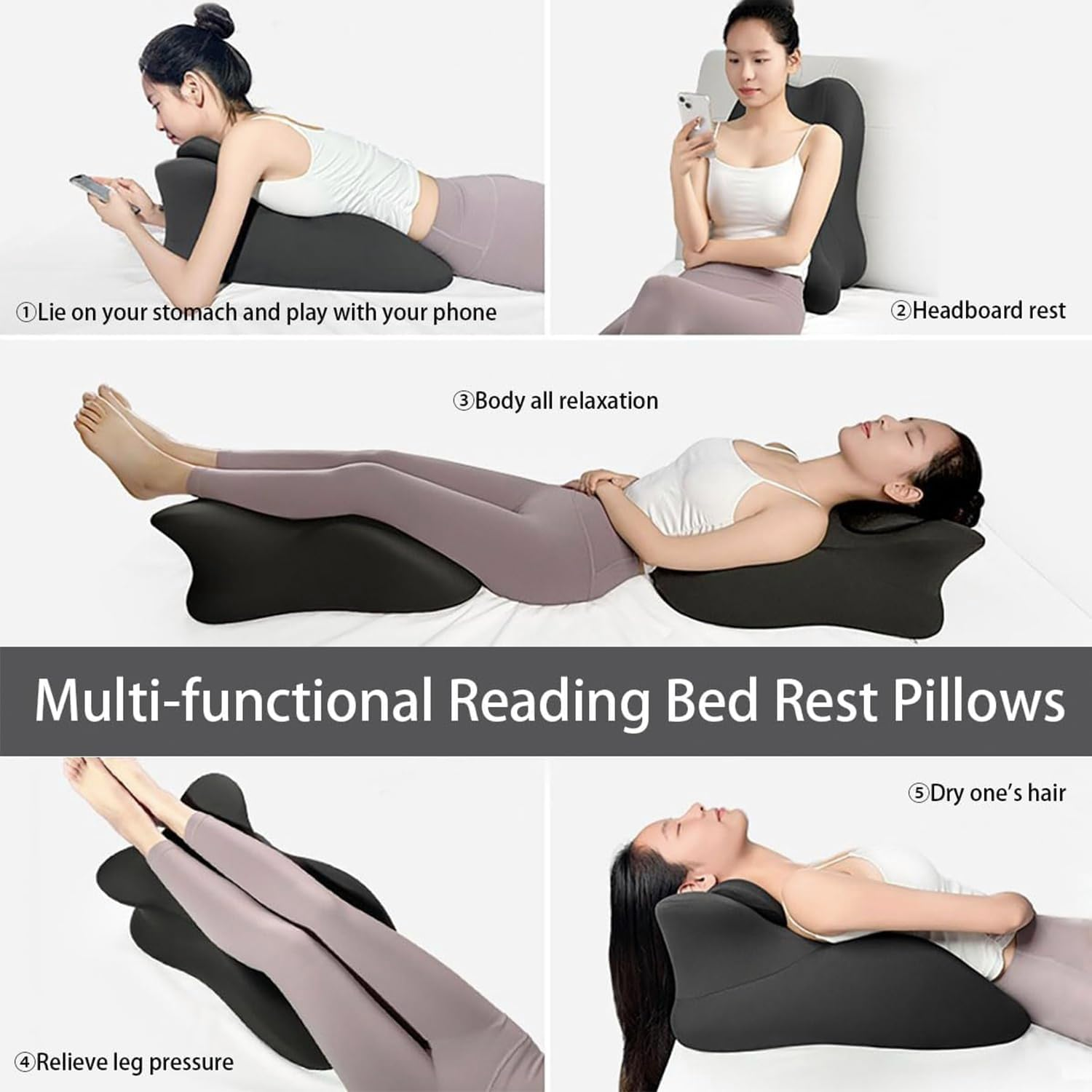 Quintin Butt Cushion for Couples, Low-Profile Design Couples Pillow for Intimacy, Wedge Pillow Memory Foam, Recovers after Impact, Provides Intimacy Support (Grey)