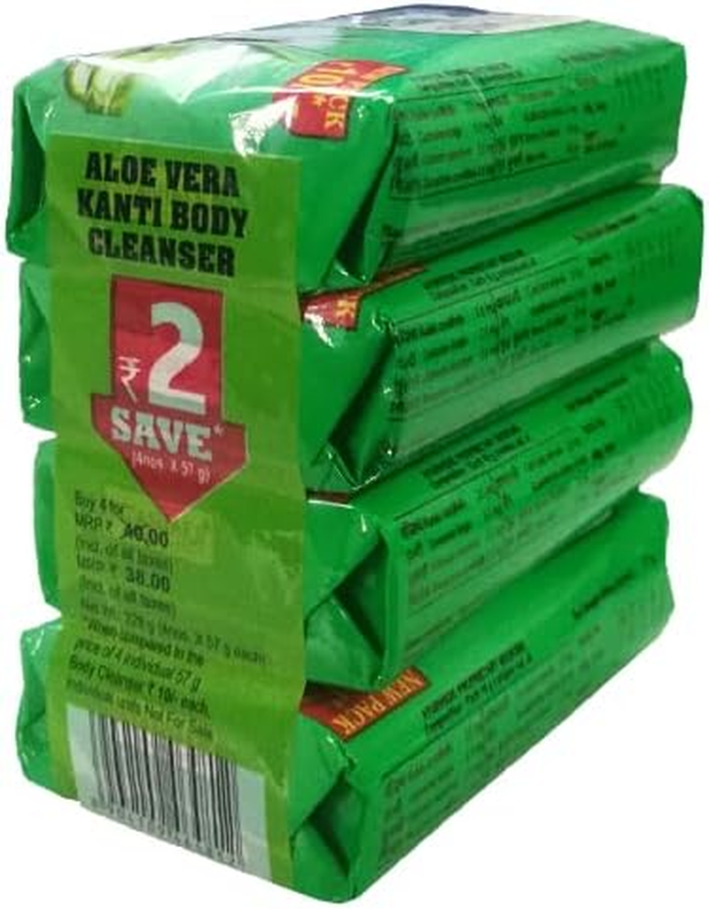 Baba Ramdev Patanjali 100% Natural ALOEVERA KANTI Body Cleanser -(4 X 1) 57GM 228Gm