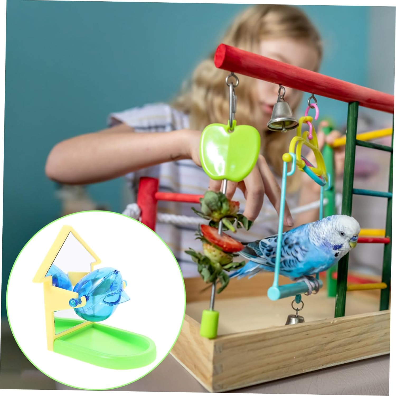 POPETPOP Parrot Slow Feeder for Pet Bird Training Space Saving Foraging Feeder with Creative Design Durable Cage Attachment Easy to Clean Random Color Random Color image number 3