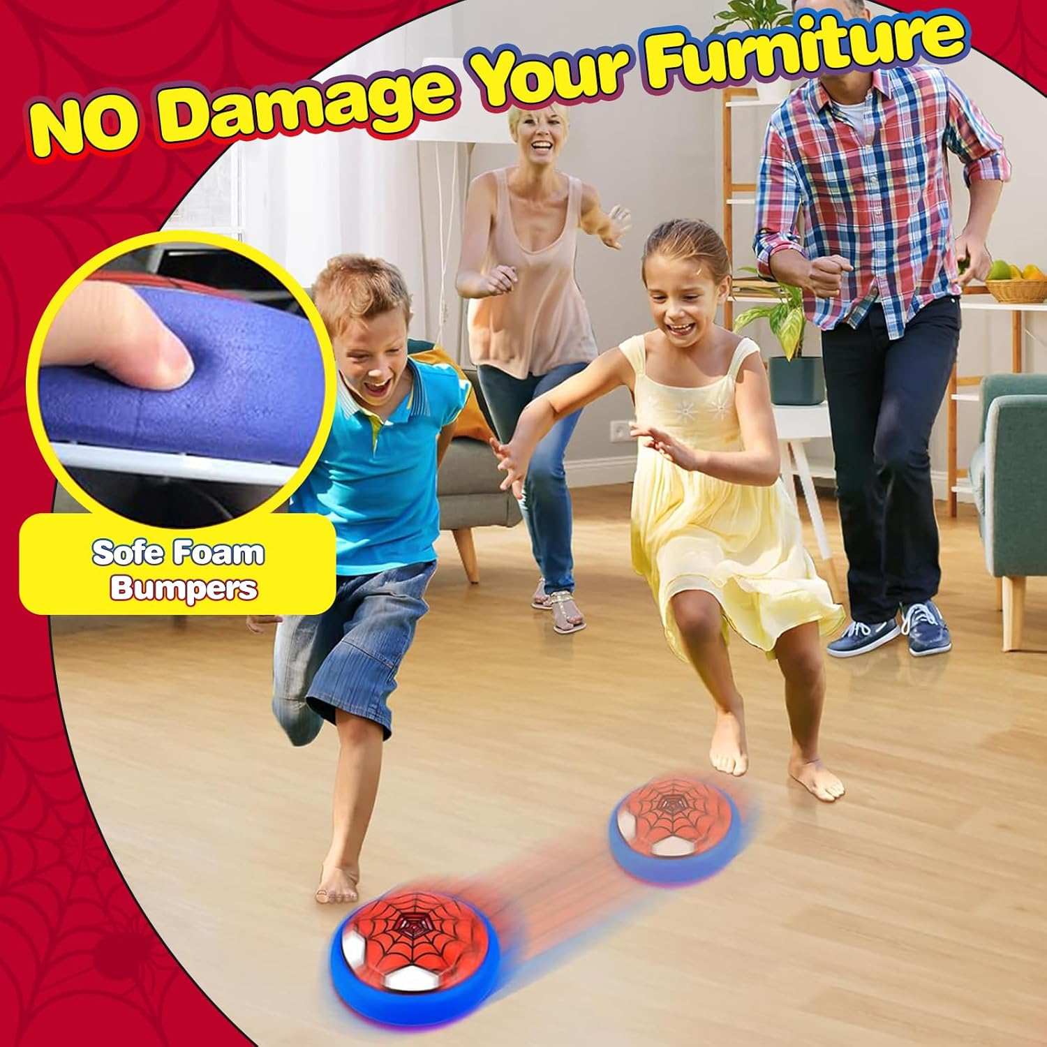 Acehq Hover Soccer Ball Air Floating Soccer Toy for Boys 4-8 Rechargeable LED Lights Soccer Toys Indoor Sport Games with Safe Foam Bumper Cool Birthday Gifts image number 6