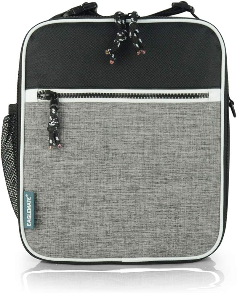 EAGLEMATE Insulated Lunch Bag &ndash; Portable Lunch Tote with Clip-On Buckle, Leakproof Interior, Front Pocket & Side Mesh &ndash; 7.5L Small Lunch Box for Work, School-Bpa Free (Navy Blue/Gray)