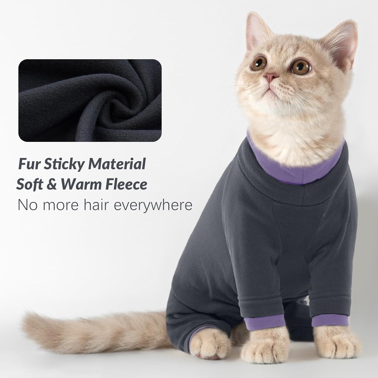 Cat Clothing, Jumper Cat Warm Vest Cat Pyjamas Jumpsuit Onesie Cat Winter Coat Jacket Cat Costume (Black, XL) image number 3