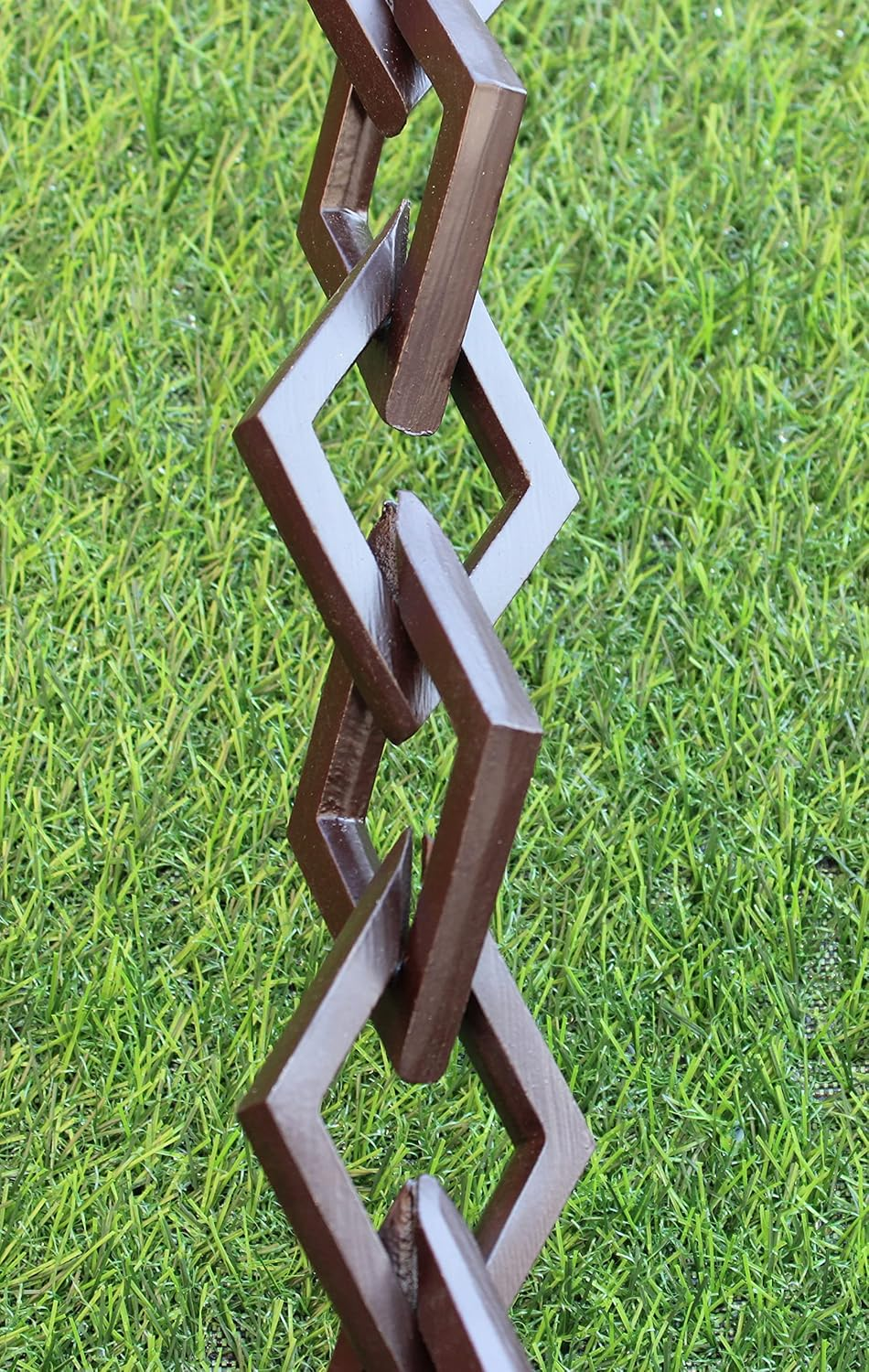 Diamond Links Rain Chain (Bronze Powder-Coat) with Installation Kit (8 Feet) image number 6
