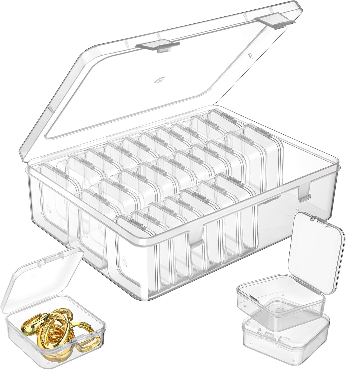 Douorgan Small Bead Storage Containers 30 Pieces Plastic Storage Organizers Stackable Art Storage Case Transparent Boxes Jewelry Beads Storage Box(1 Pack) image number 2