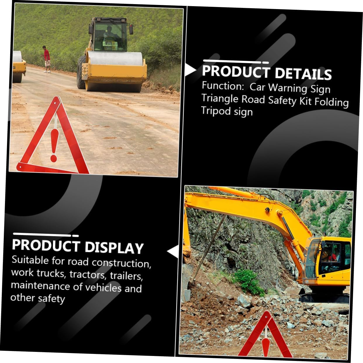 4Pcs Car Warning Triangle Sign 39X39Cm Reflective Road Safety Kit Emergency Vehicle Warning Triangle Suitable for Roadside Use image number 1