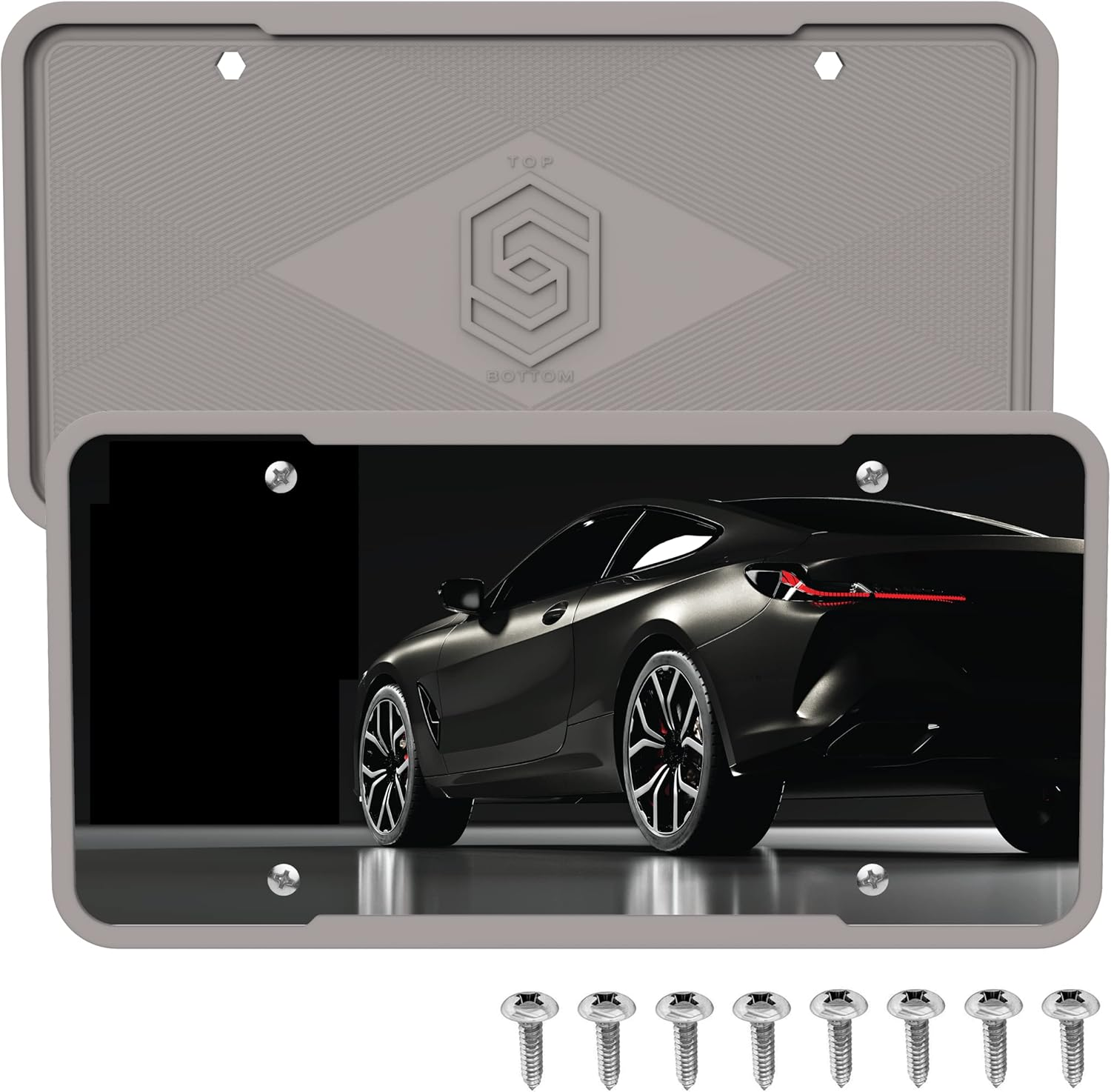 Silicone Black License Plate Frame Covers 2 Pack- Front and Back Car Plate Bracket Holders. Rust-Proof, Rattle-Proof, Weather-Proof (Black)