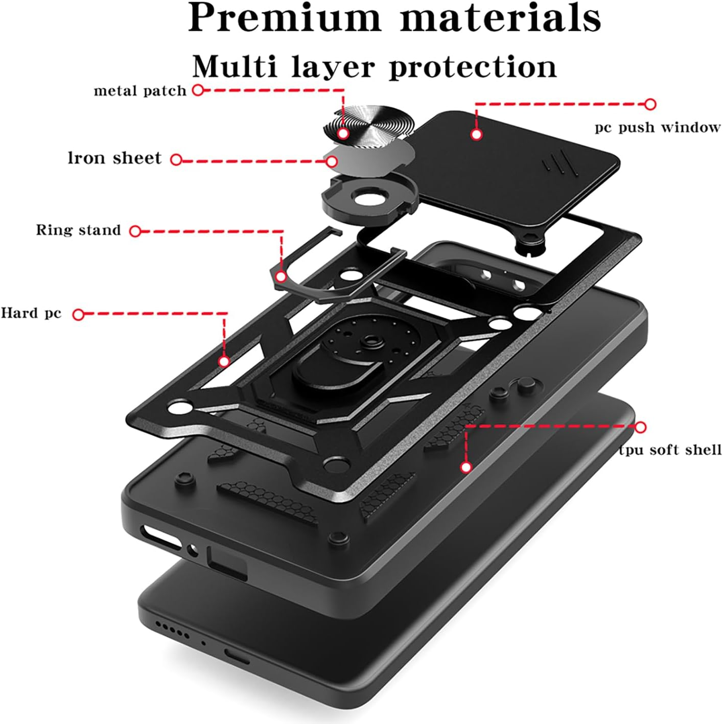 ILING Mobile Phone Case for Xiaomi Poco M7 Pro 5G, Ultra Thin Shockproof Metallic Matte Texture Hard PC Case, Soft Silicone TPU Protective Case with Ring Stand and Camera Protection (Blue) - Green image number 5