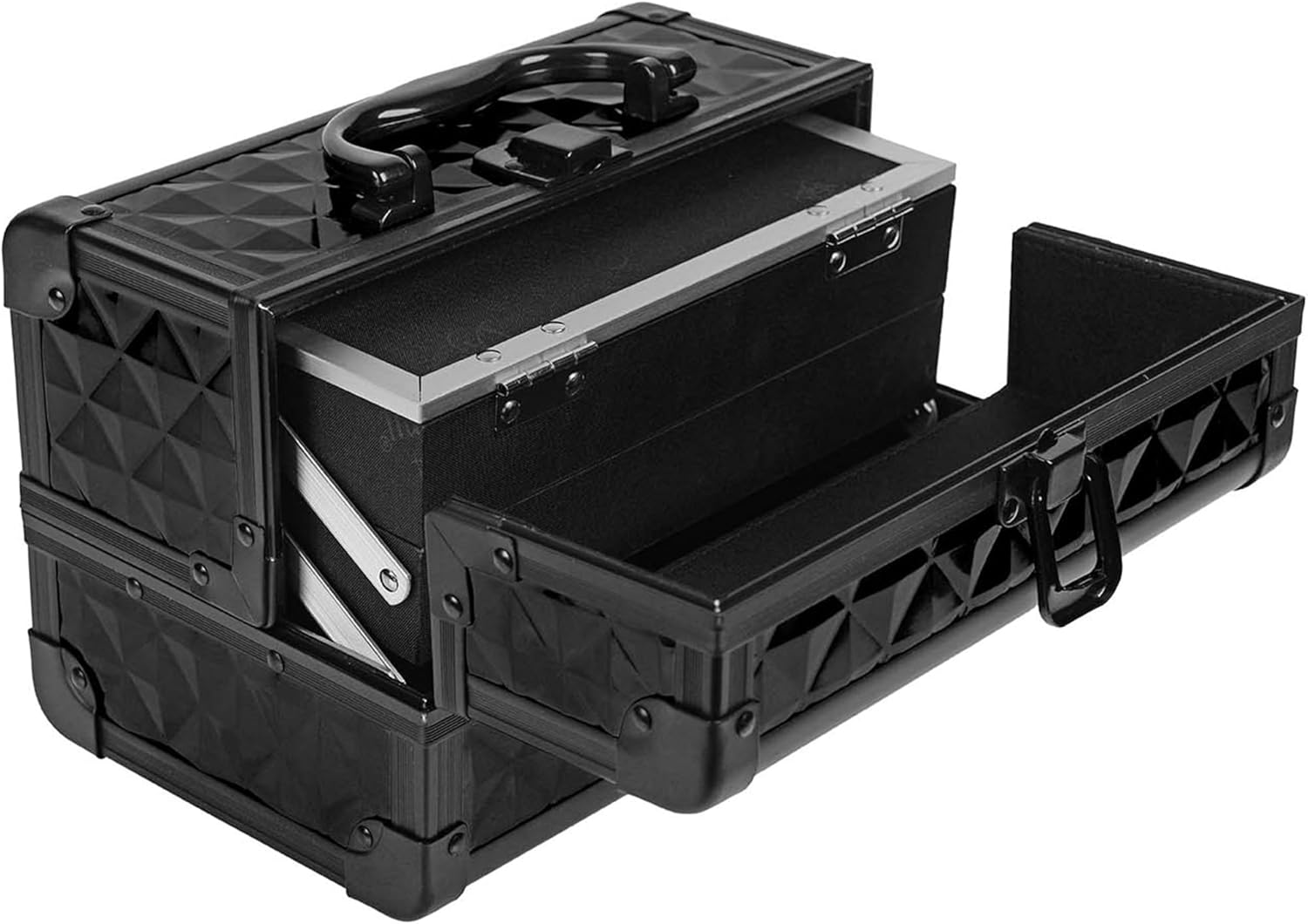 SHANY Mini Makeup Train Case with Mirror - Peacock Blue image number 3