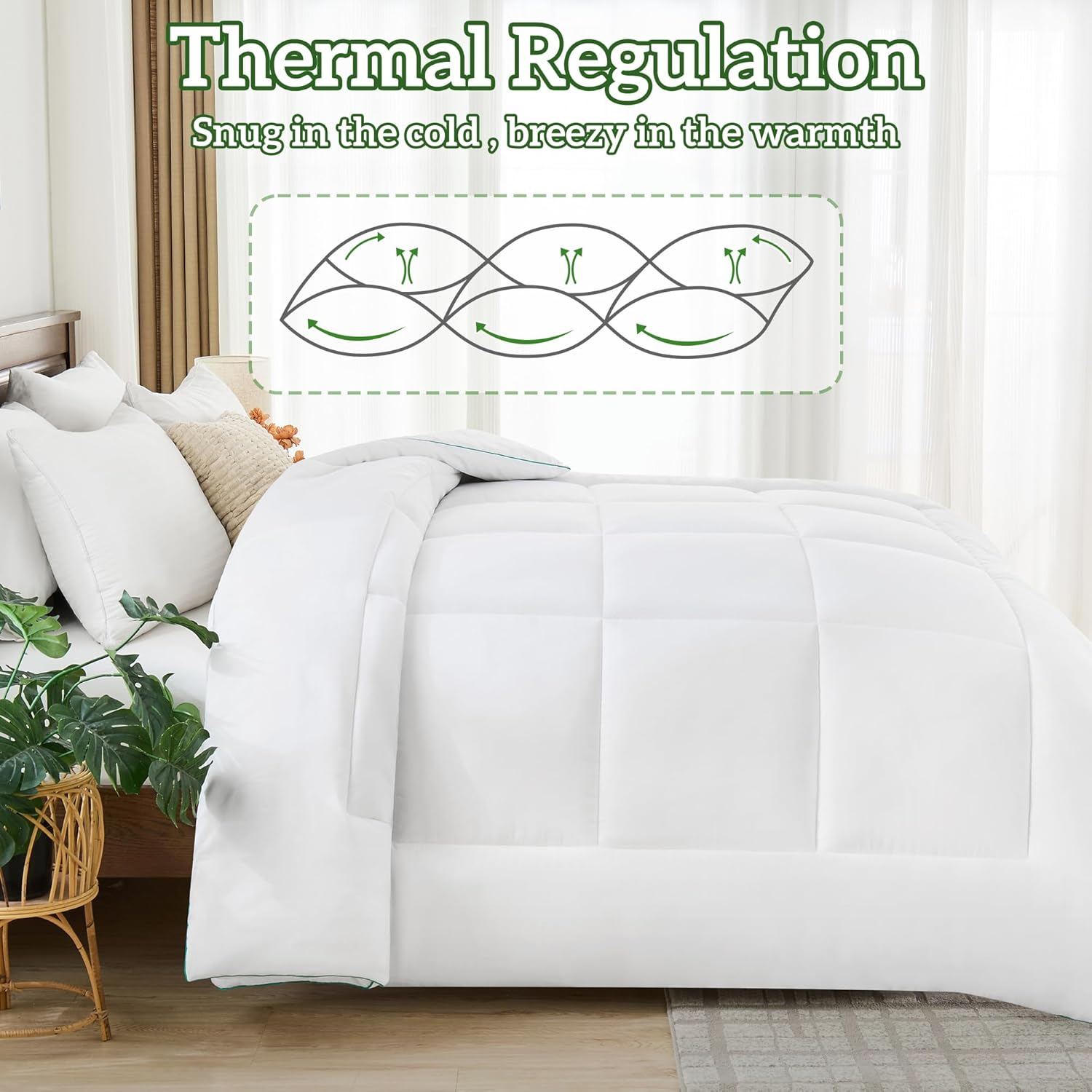 LINENOVA Bamboo Quilt Queen Size - 500GSM Extra Cosy All Season Doona, Breathable and Soft Duvet, Hypoallergenic and Anti-Bacterial, Ideal for Cooler Nights, Machine Washable (210X210Cm) image number 3