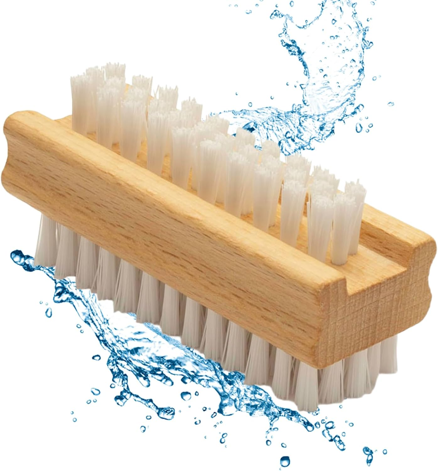 Nail Cleaning Brush - Two Sided Fingernail Brush| Nalil Scrubbing Brushhes | Heavy Duty Stiff Naill Brrush | Non Slip Wooden Hand Scrub for Travel Molded Grip Natural Boar Bristle for Daily Use image number 4
