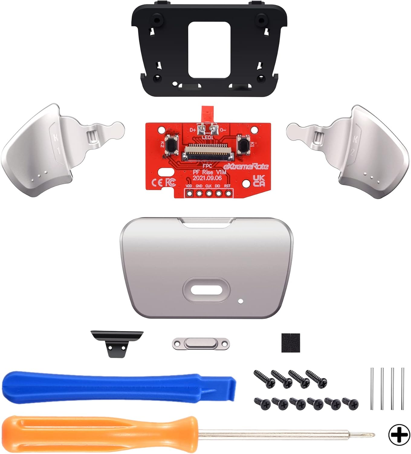 Silver Real Metal Buttons (RMB) Version K1 K2 Buttons Housing & Remap PCB Board for PS5 Controller Extremerate Rise Remap Kit &ndash; NOT Included the Controller, Flex Cables and Other Rise Accessories - Real Metal Black image number 6