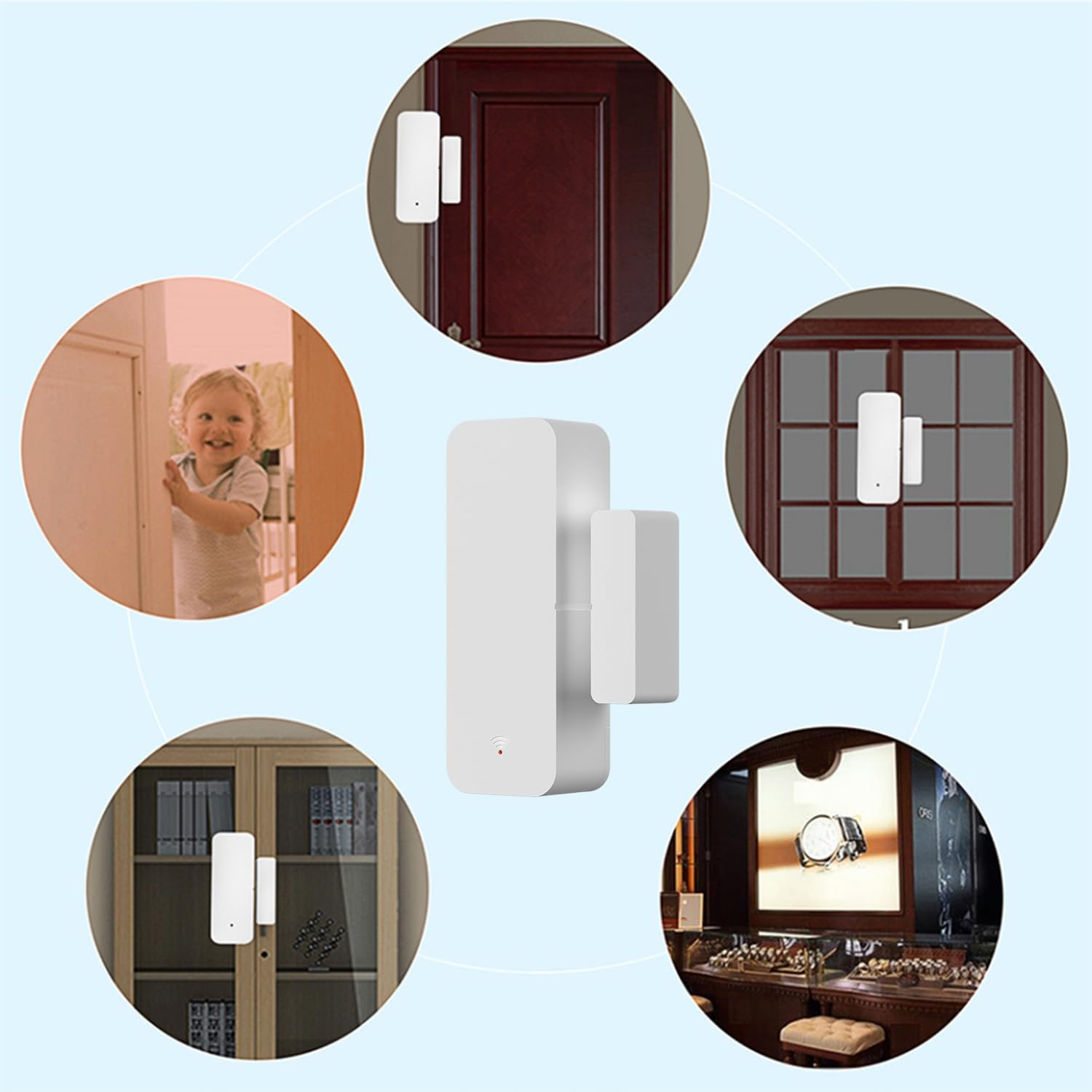 Wifi Door Sensor Window Detector: Smart Window Contact Sensor, Wireless Magnetic Door Open Detector with Free Notification Alerts, Compatible with Alexa Google Assistant (4-Pack) - White image number 2