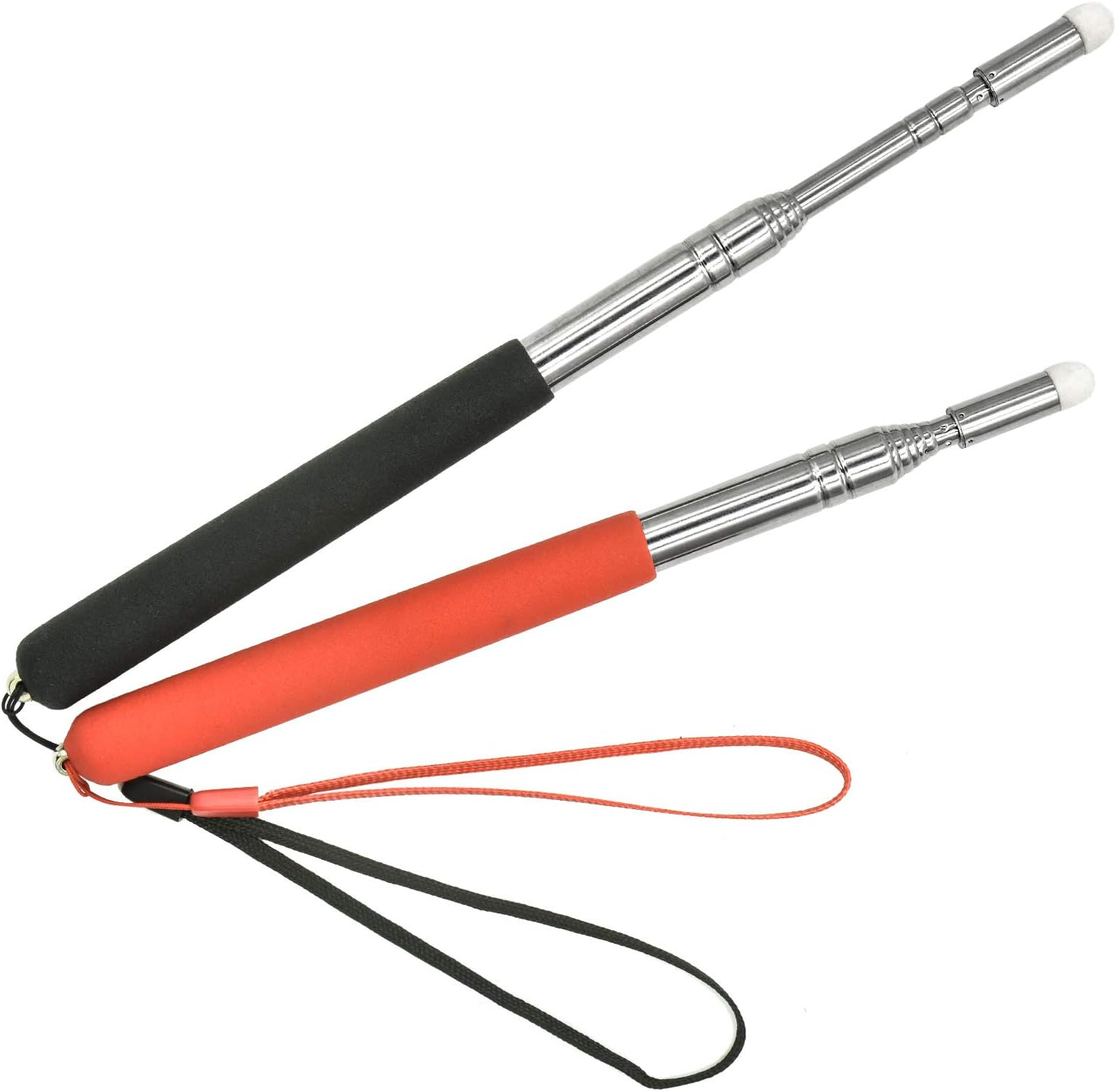 Pointer Sticks, Extendable Pointing Stick for Teachers, 2 Pieces 1M Retractable Telescope Pointer with Lanyards for Coach Class Classroom Whiteboard Post Pointer - Black