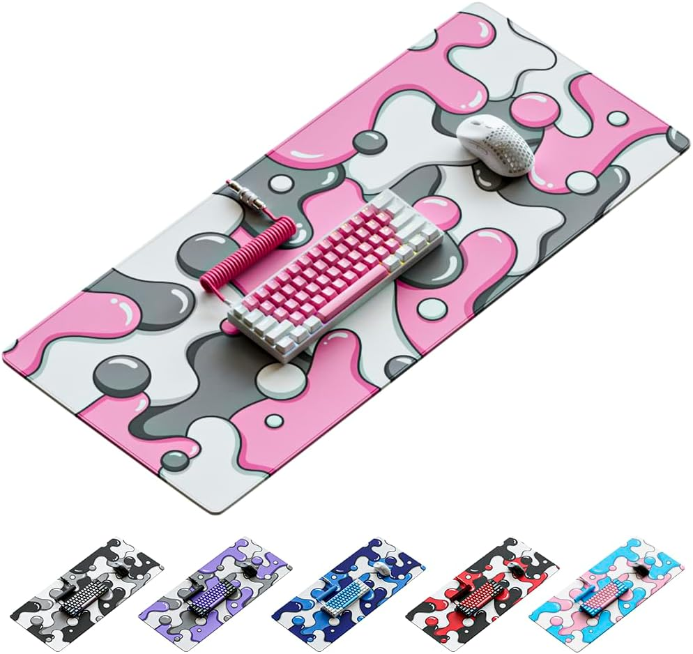 Kraken Keyboards DRIP XXL White Topographic Gaming Mouse Pad - Professional Artisan White Mouse Pad - White Gaming Desk Mat - 36" X 16" Extended Mouse Mat (White Topographic) image number 2