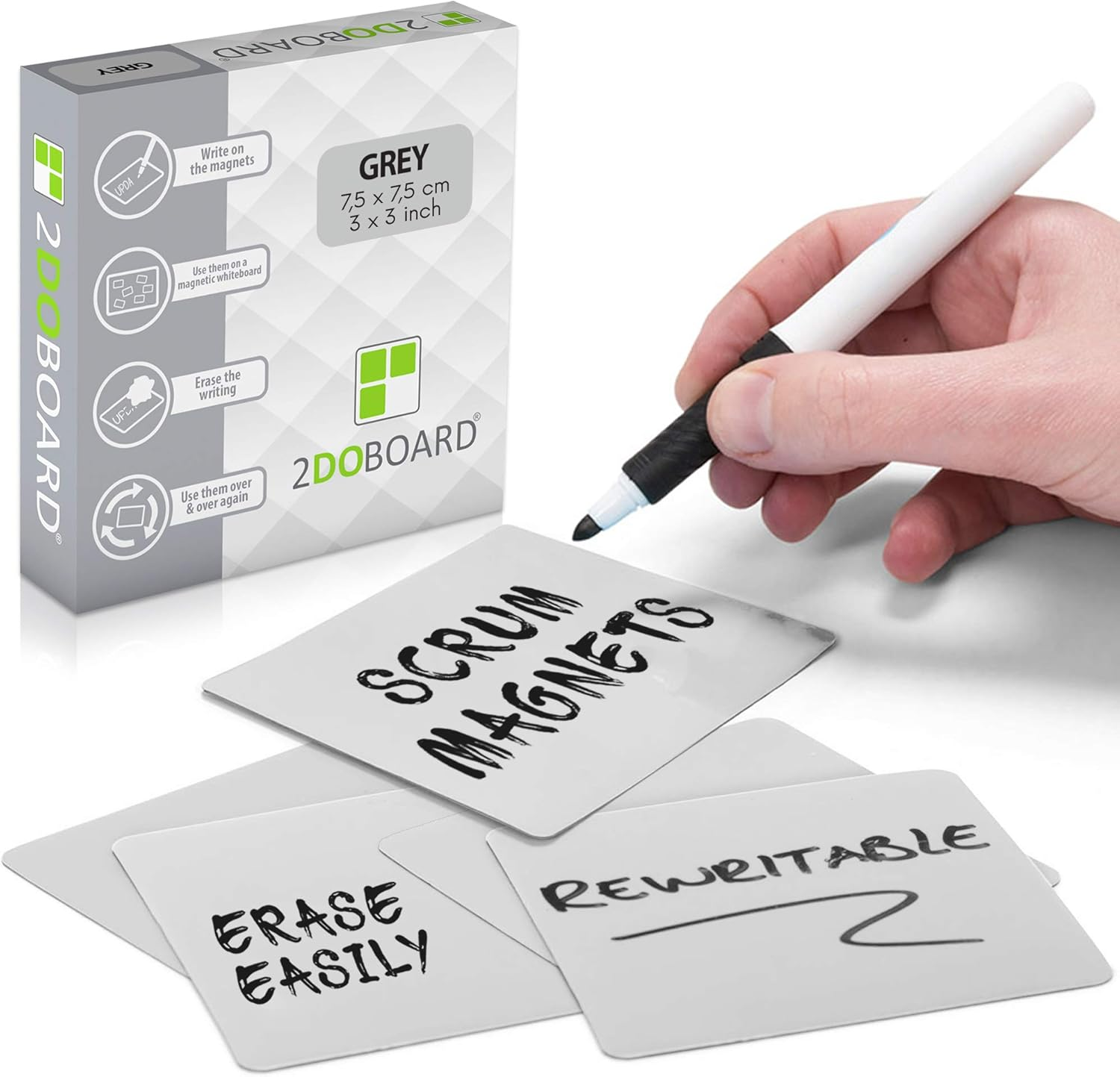 2DOBOARD 25 Blue Magnetic Notes - 3 X 3 Inch Playful Modern Magnetic Notes for Fridge, Office, Classroom - Easy to Clean & Reuse