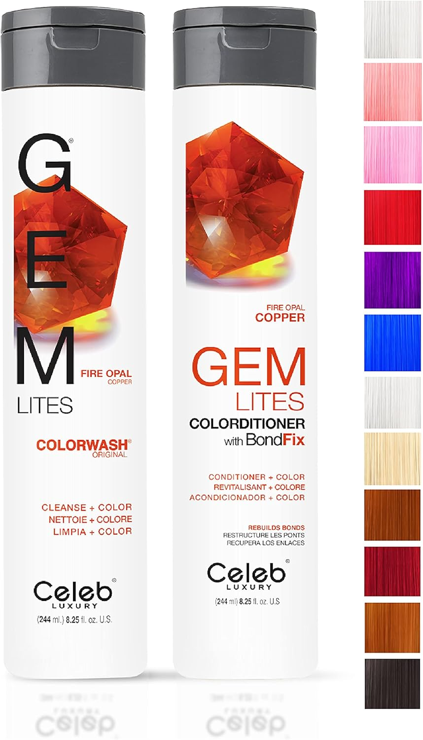 Celeb Luxury Intense Color Depositing Colorwash Shampoo + Bondfix Rebuilder, Vegan, Sustainably Sourced Plant-Based, Semi-Permanent Hair Color, Viral and Gem Lites Duos image number 5