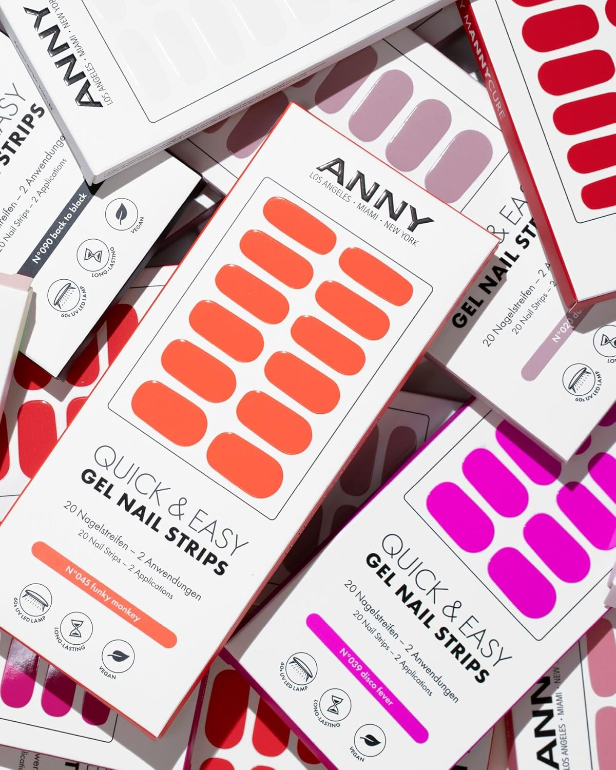 ANNY Gel Nail Strips - UV Nail Wraps for Sticking with UV Lamp, Durable & Splinter Free, Easy Application, Funky Monkey - Soft Coral Pink - No. 45 image number 2