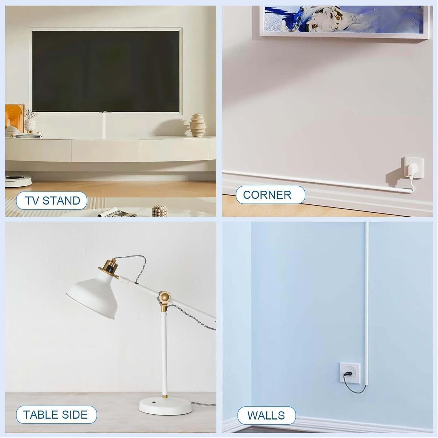 2M White Cable Hider, Cord Hider Self-Adhesive Curved PVC, Cable Cover for Wall, Wall-Mounted TV, Home, Office, Floor, Wire Management System for Extension Cords and Electronic Devices image number 4