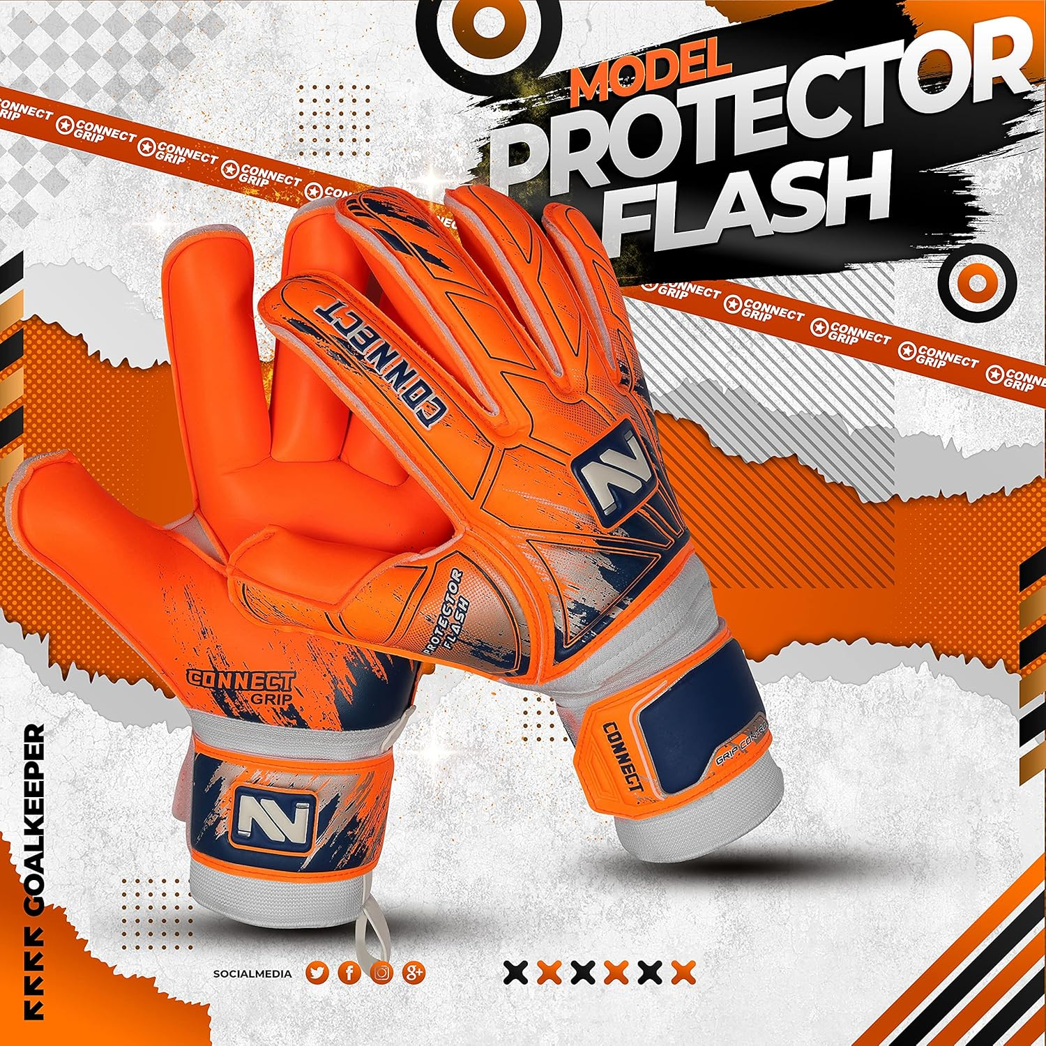 Connect Goalkeeper Gloves Premium Grip, Goalkeeper Gloves Kids, Youth & Adult, Football Gloves with Finger Support, Goalie Gloves, Goalkeeping Gloves Size 4/5/6/7/8/9/10 image number 2