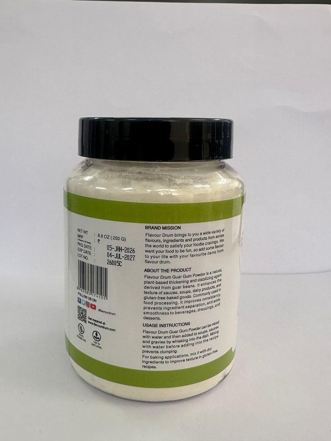 Flavour Drum Guar Gum Powder, 250 G | Thickening Agent | Gluten Free | Food Grade image number 1