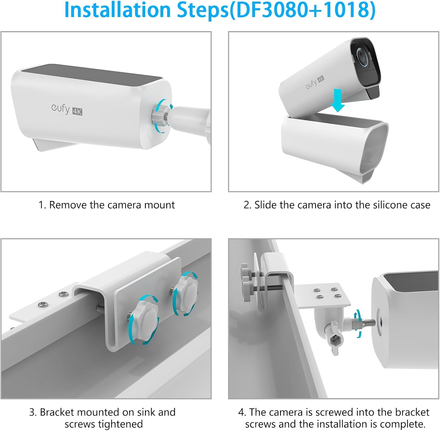TIUIHU Gutter Mount for Eufycam S3 Pro Camera, Gutter Mount with Waterproof Silicone Case for Eufy Solar Surveillance Camera Outdoor (White)