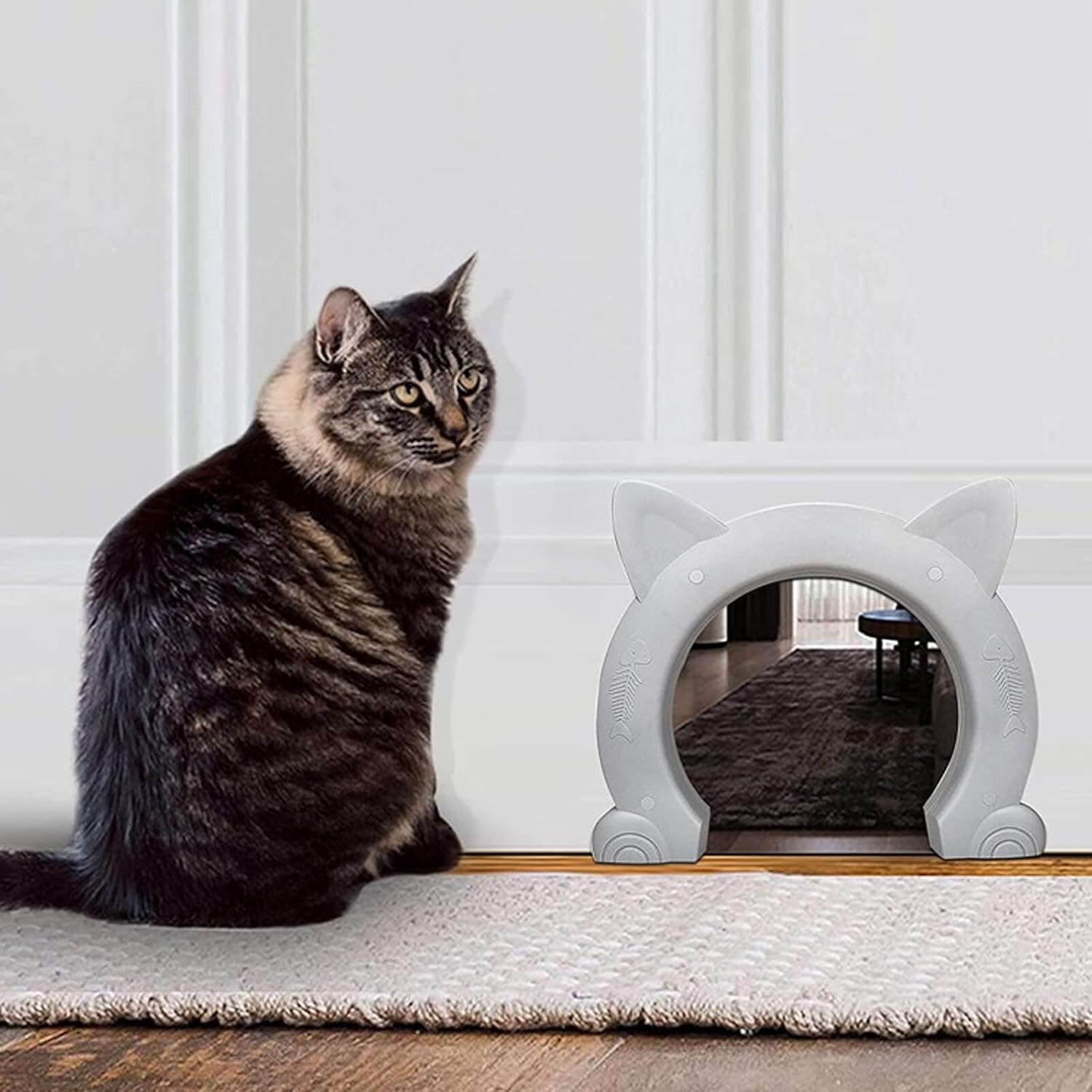Cat Door Interior, Pet Kitty Safe Door, Cat Door Built in Interior Pet Door, Indoor Cat Door, No Flap, for Indoor Hollow Core or Solid inside Door image number 5