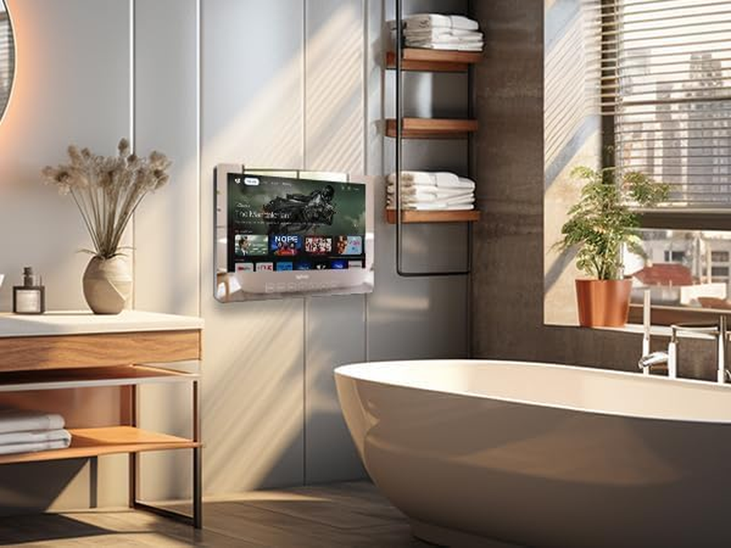 SYLVOX 32'' Smart Waterproof TV, Magic Mirror TV for Bathroom, 1080P, Bass Boost, IP66, Built-In APP Store, and Voice Assistant (On Wall Model) image number 3