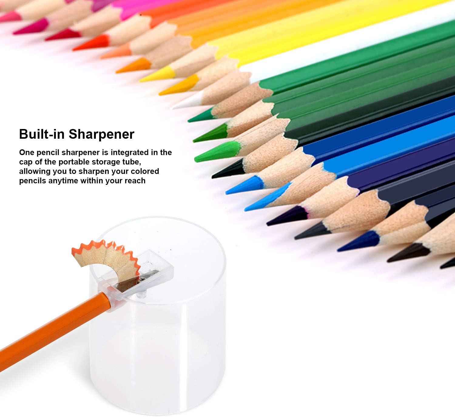 Deli 48 Pack Colored Pencils with Built-In Sharpener in Tube Cap, Vibrant Color Presharpened Pencils for School Kids Teachers, Soft Core Art Drawing Pencils for Coloring, Sketching, and Painting image number 5